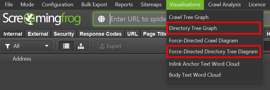 Screaming Frog's site visualization diagrams