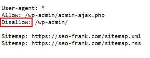 robots.txt file screenshot for seo-frank.com