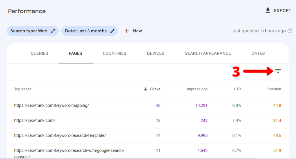 How to add a page filter to the search performance report