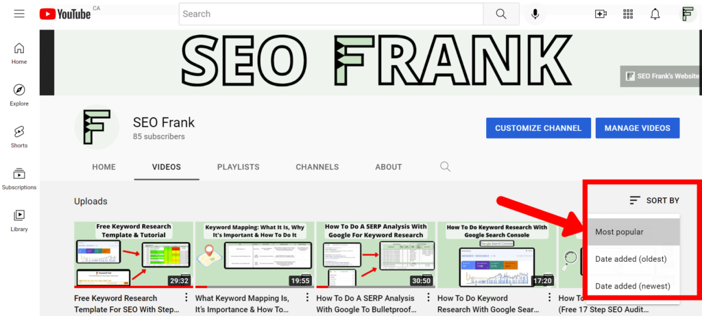 How to sort your competitor's videos by most popular