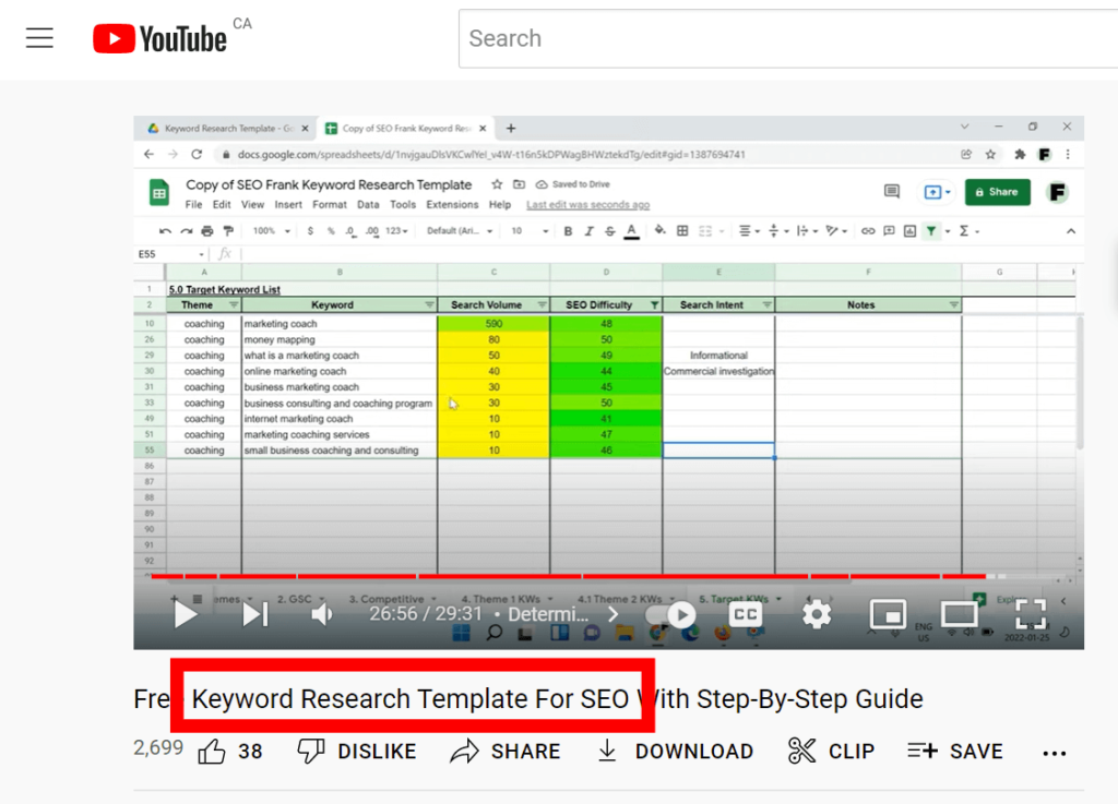 How to check for keywords in your competitor's video title