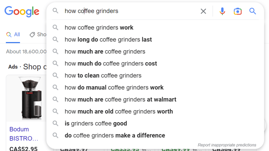 Google's auto-suggest feature example using "how".