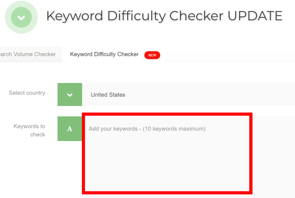 SEO Review Tools Keyword Difficulty Checker interface.